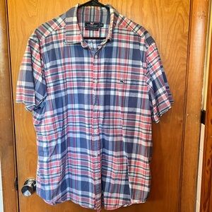 Vineyard Vines Blue and Red Casual Button Down Shirt